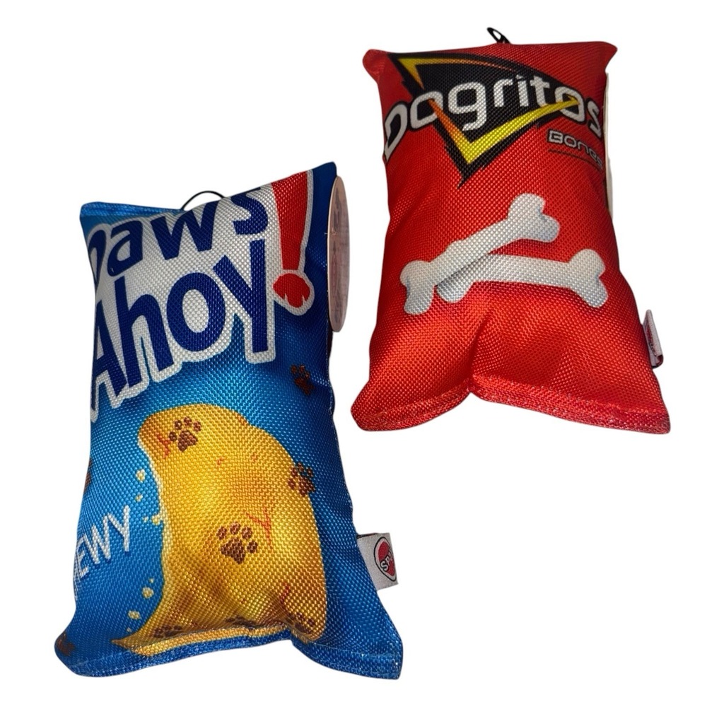 SPOT Fun Food Dogritos Red Bag Plush w/Squeaker Dog Toy 7" + Paws Ahoy Chewy Toy